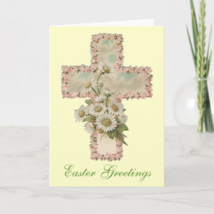 Floral Cross Easter Greetings Holiday Card