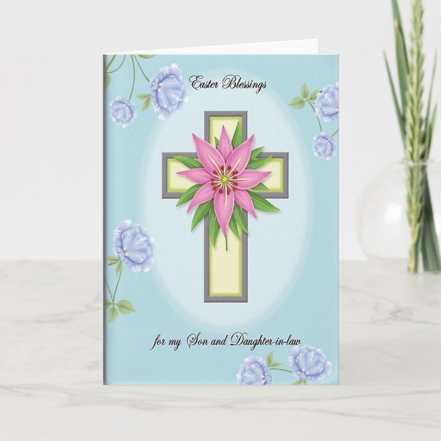 Floral Cross Greetings Card (Front)