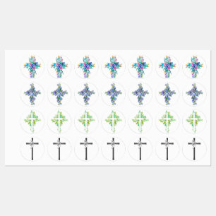 Floral Cross Iron-on Labels