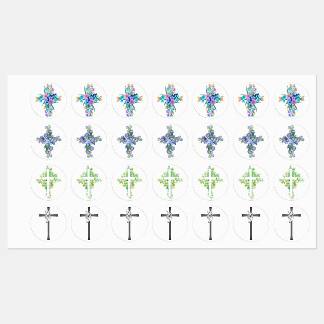 Floral Cross Iron-on Labels (Sheet)