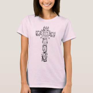 Floral cross ladies t-shirt