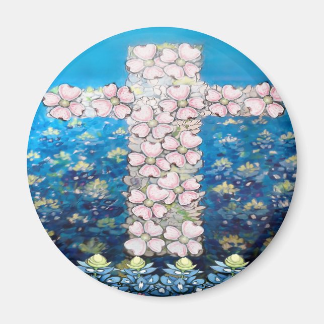 Floral Cross Magnet (Front)