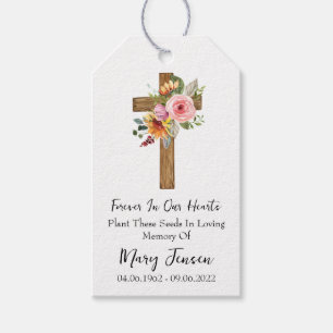 Floral Cross Memorial Funeral Seed Packet Gift Tags