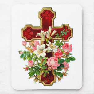 Floral Cross Mouse Mat