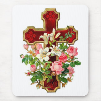 Floral Cross Mouse Mat