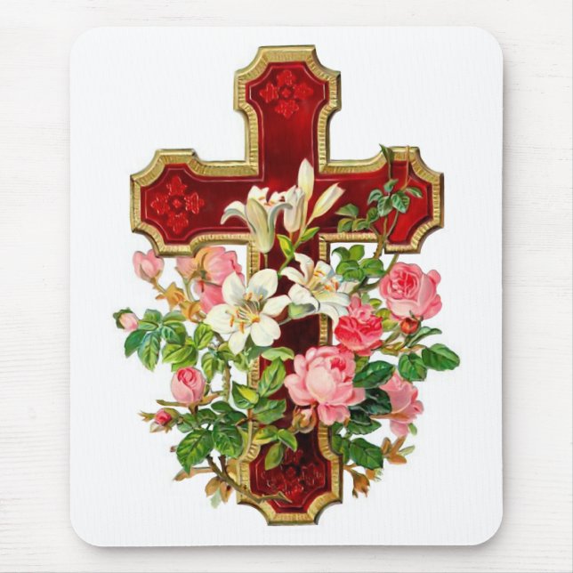 Floral Cross Mouse Mat (Front)
