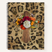 Floral Cross on Leopard Print