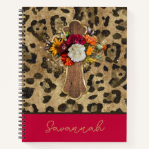 Floral Cross on Leopard Print