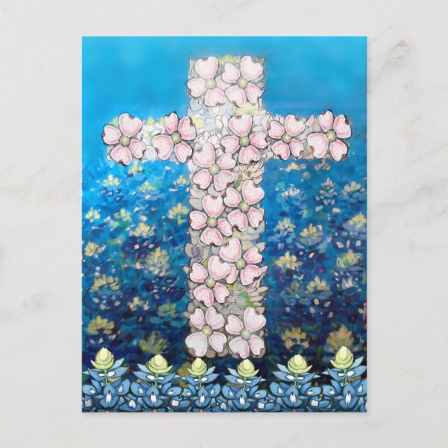 Floral Cross Postcard (Front)