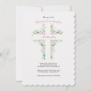 Floral Cross Religious Invitation