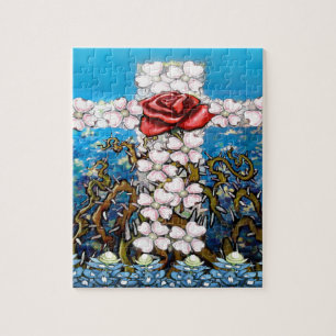 Floral Cross Rose Jigsaw Puzzle