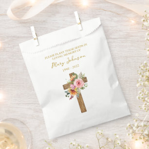 Floral Cross Seed Packet Funeral Favor Bag