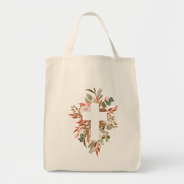Floral Cross Silhouette  Tote Bag (Front)