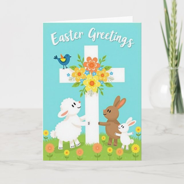 Floral Cross Springtime Card (Front)