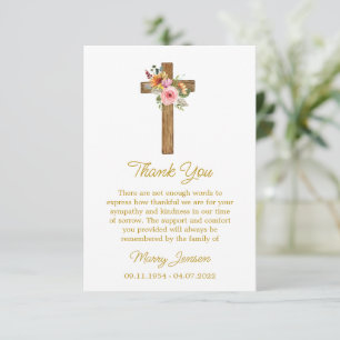 Floral Cross Sympathy Thank You Card