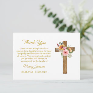 Floral Cross Sympathy Thank You Card