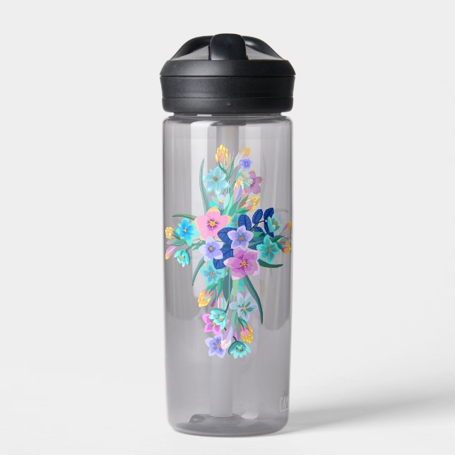 Floral Cross Water Bottle (Front)