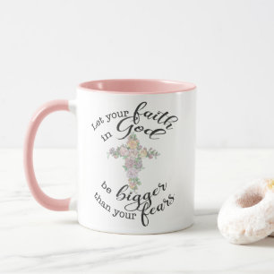 Floral cross with Christian quote  Mug