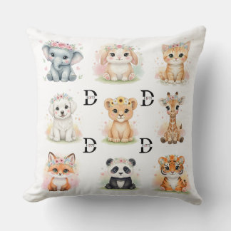 Floral Crown Baby Animals & Wreaths Double-Sided T Cushion