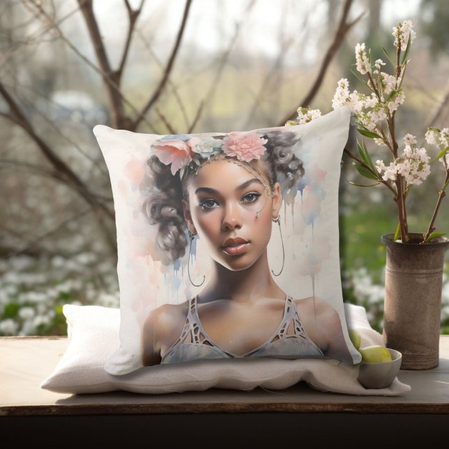 Floral Crown Black Ballerina  Cushion (Creator Uploaded)