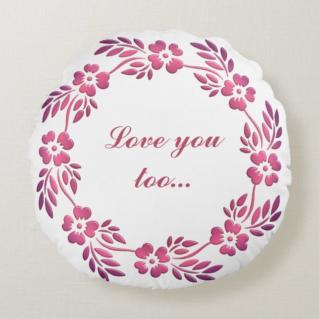 Floral Crown Purple Mandala Round Cushion (Front)