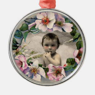 FLORAL CROWN,WILD ROSES BABY SHOWER PHOTO TEMPLATE METAL TREE DECORATION
