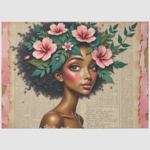 Floral Crown Woman Portrait Decoupage Tissue Paper