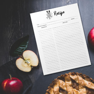 Floral Culinary Recipes Notepad