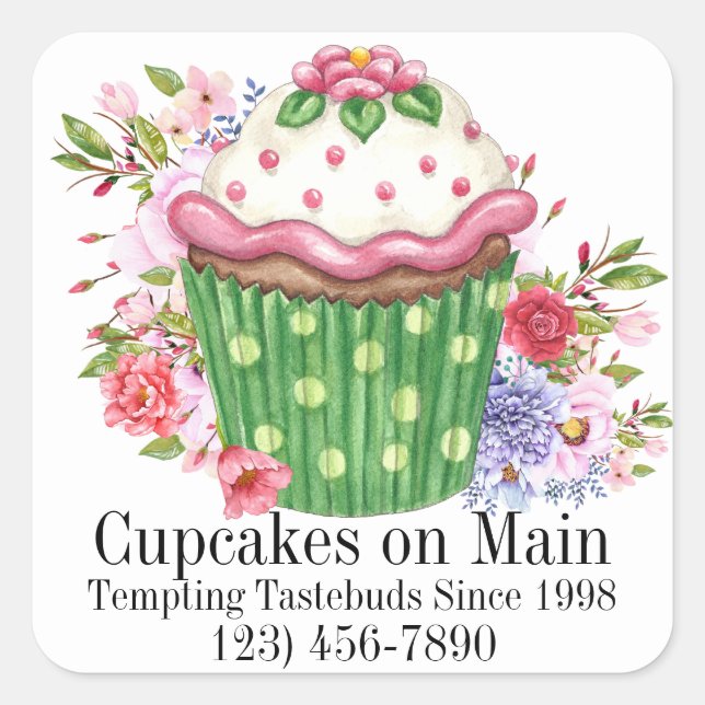 Floral Cupcake Sticker (Front)