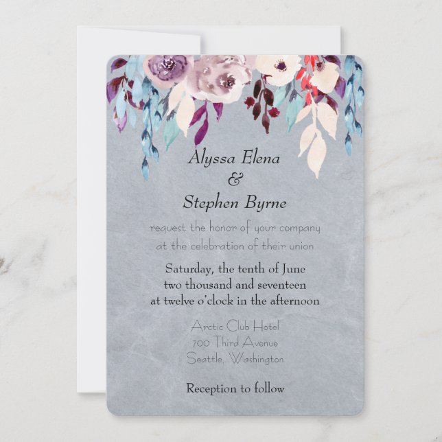 Floral Curtain Wedding Invitation (Front)