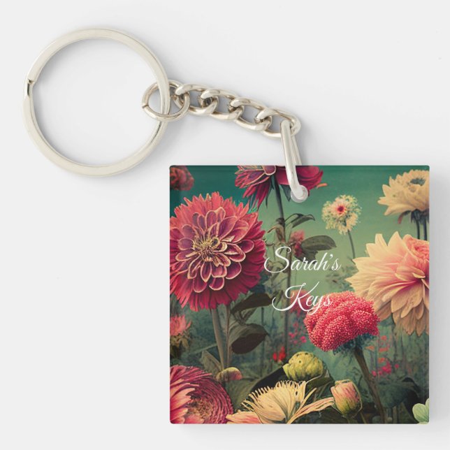 Floral Custom Design keychain (Front)