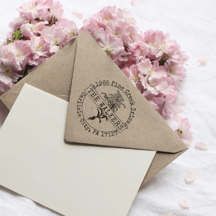 Floral Custom Family Name Return Address Stamp
