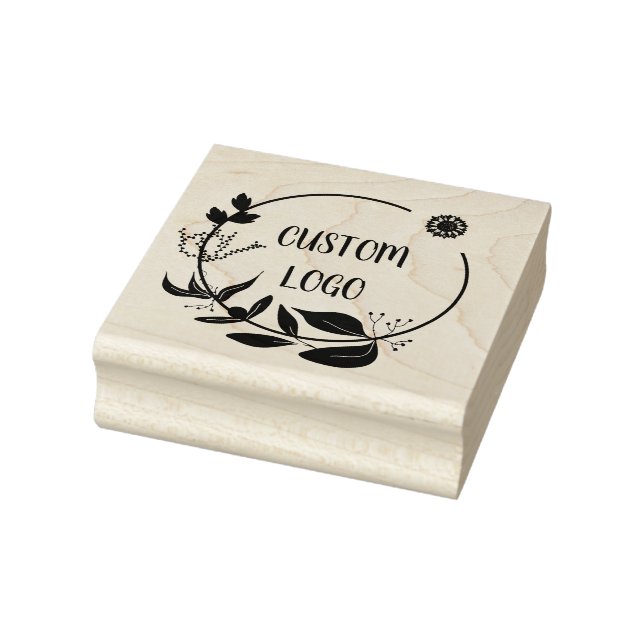 Floral Custom Logo Elegant Round Rubber Stamp (Stamp)
