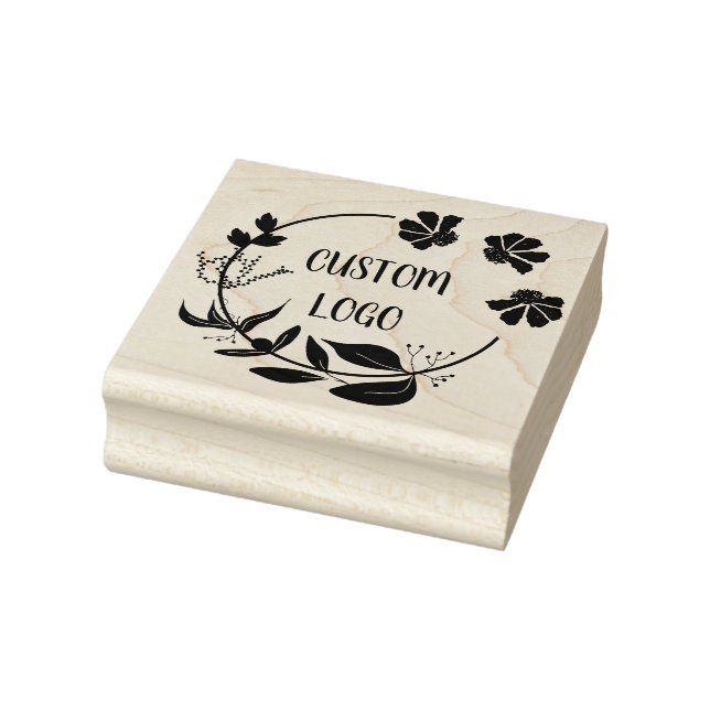 Floral Custom Logo Elegant Round Rubber Stamp (Stamp)