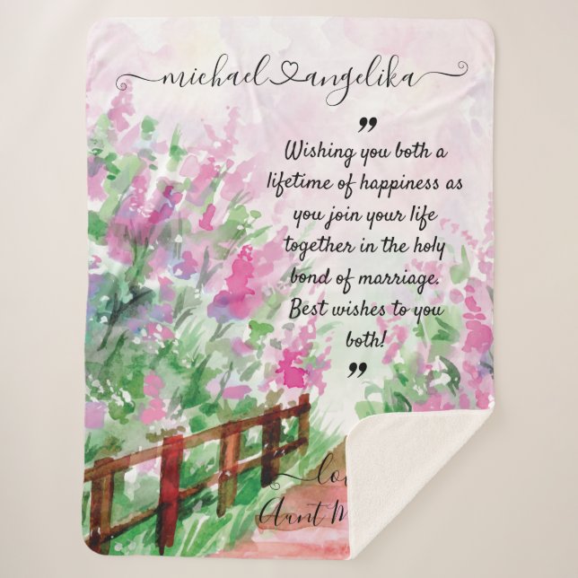Floral Custom Message Blanket for the Newlyweds (Front)
