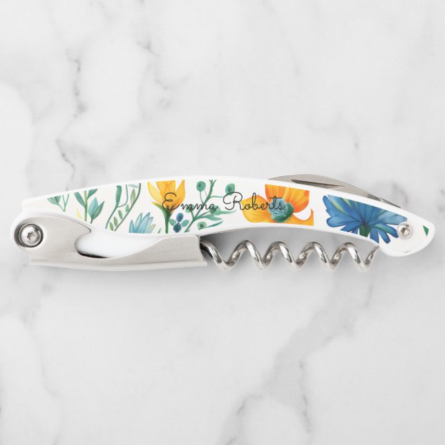 floral custom name corkscrew (Front)
