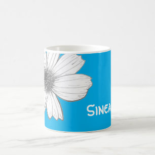 Floral Custom Name Light Blue Coffee Mug