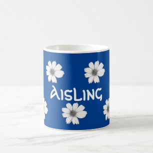 Floral Custom Name Royal Blue Coffee Mug