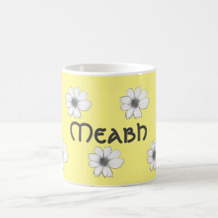 Floral Custom Name Yellow Coffee Mug