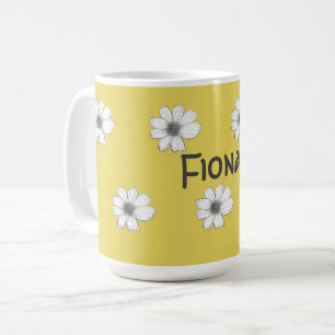 Floral Custom Name Yellow Mustard Coffee Mug