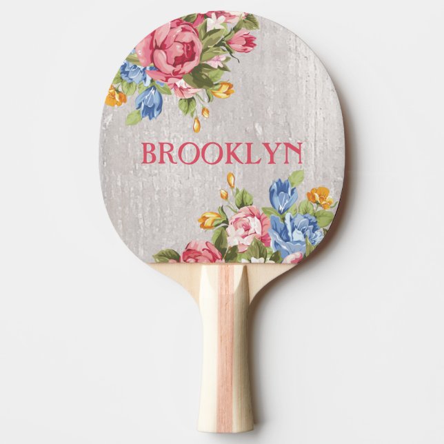 Floral Custom Personalised Ping Pong Paddle (Front)