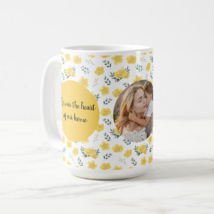 Floral Custom Photo Mother's Day Gift Yellow Coffee Mug