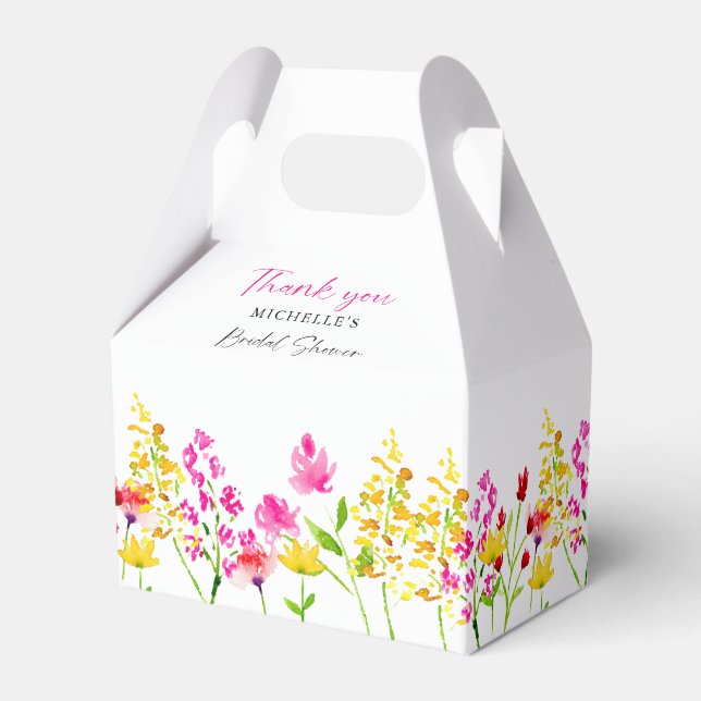 Floral Custom Wildflower Bridal Shower Script Favour Box (Front Side)