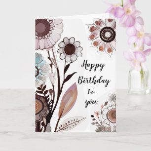 Floral Customisable Message Happy Birthday Card