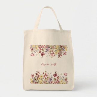 Floral Customised Name Flowers Tote Bag