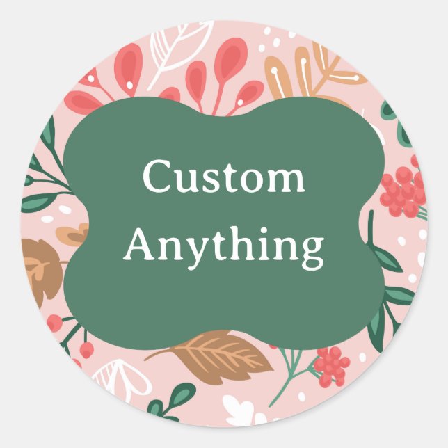 Floral Customizable Classic Round Sticker (Front)