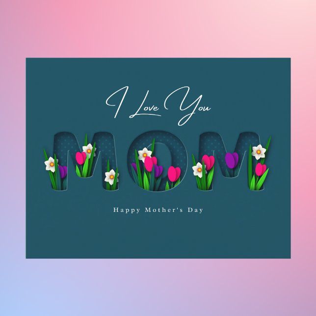 Floral Cut‑Out MOM Mother’s Day Postcard (Creator Uploaded)