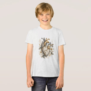 floral cute anatomical heart gold and grey Tri-Blend shirt