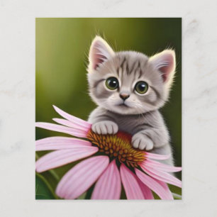 Floral cute little grey cat