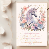 Floral Cute Unicorn Baby Shower